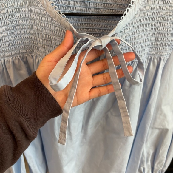 NWOT DEREK LAM 10 CROSBY Austin Picot Trimmed Shirred Cotton-Poplin Blouse, Sz 6 - Picture 10 of 16